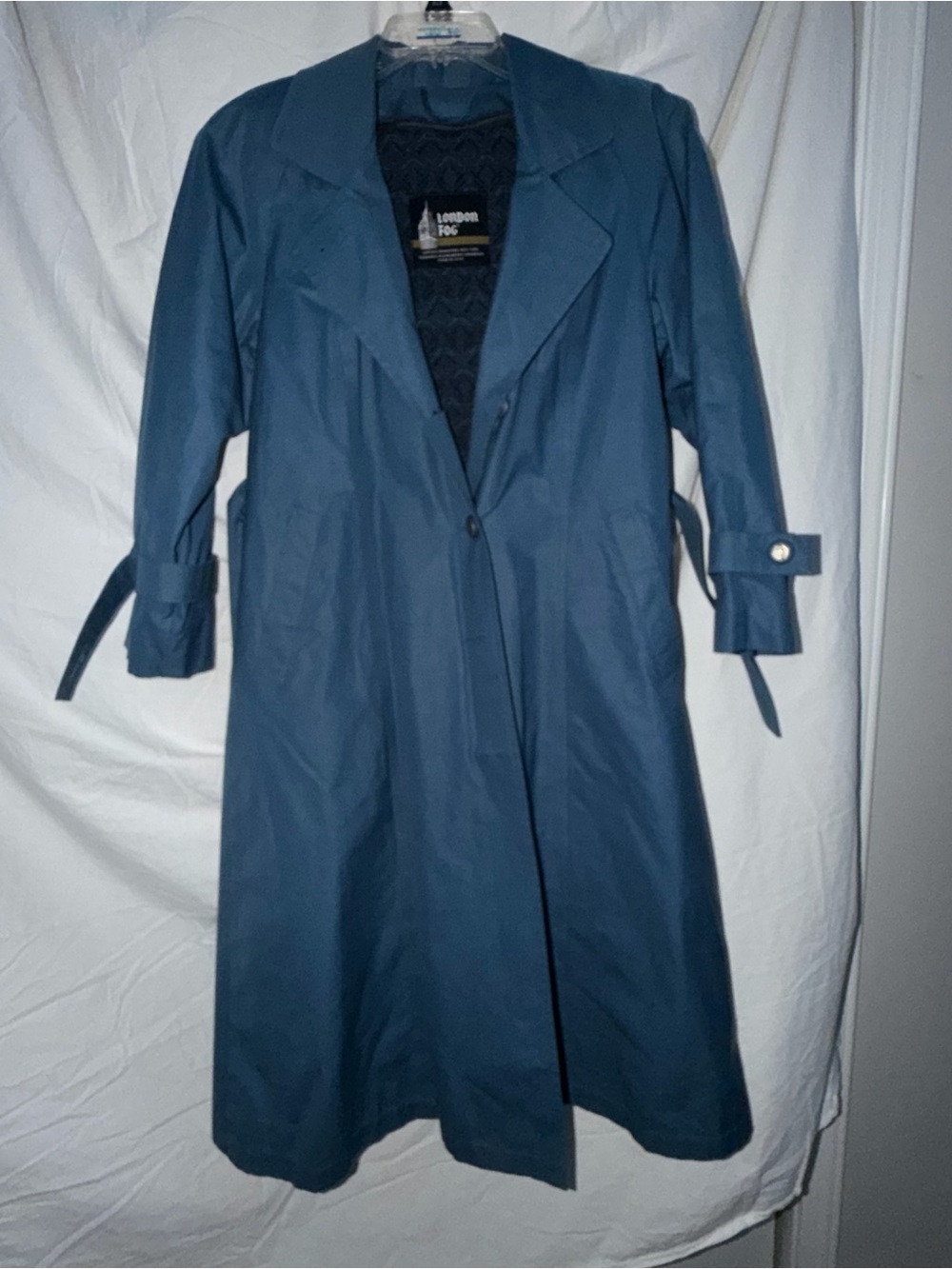 London Fog Blue Trench Coat with Button Cuffs